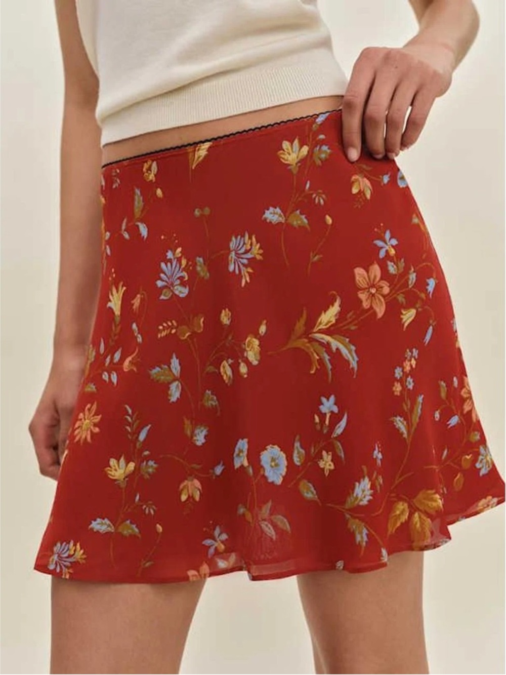 Reformation Brandy Skirt in Red Floral